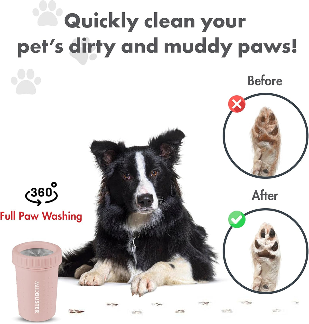 Dexas MudBuster Medium Dog Paw Cleaner in Rouge, Portable Paw Washer for Muddy Paws, Dog Foot Cleani