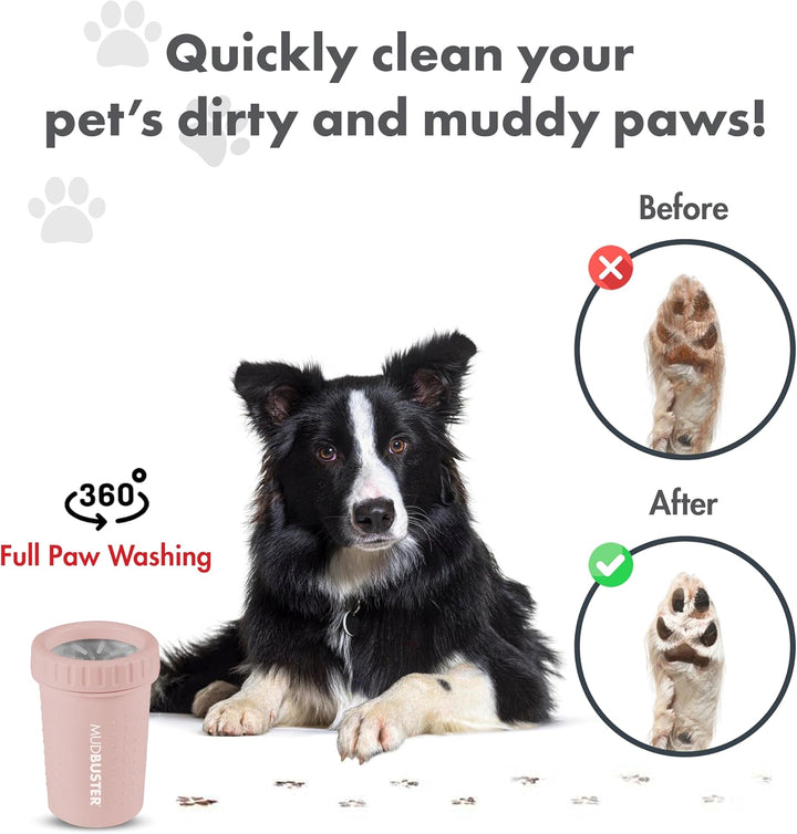 Dexas MudBuster Medium Dog Paw Cleaner in Rouge, Portable Paw Washer for Muddy Paws, Dog Foot Cleani