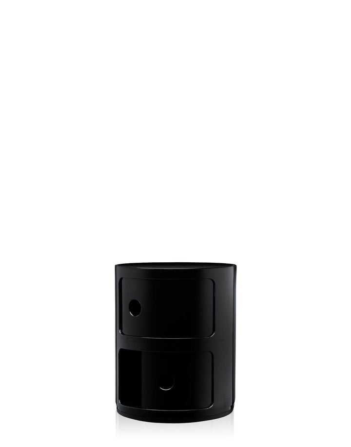 Kartell Componibili, 2 Elements, Schwarz, Runde Basis 2-fächer Schwarz, 2-fächer Schwarz