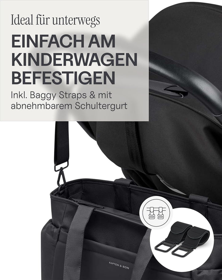 Kapten & Son Shopper Hellvi Diaper Set 25 L | Wickeltasche mit Kinderwagen- und Kofferbefestigung |