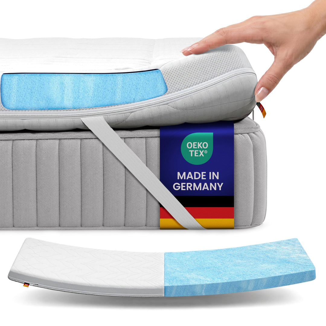 Meos® Gel-Schaum Topper 80x200 für Matratzen &amp; Boxspringbett - Made in Germany - hohes RG 50 - Bezug
