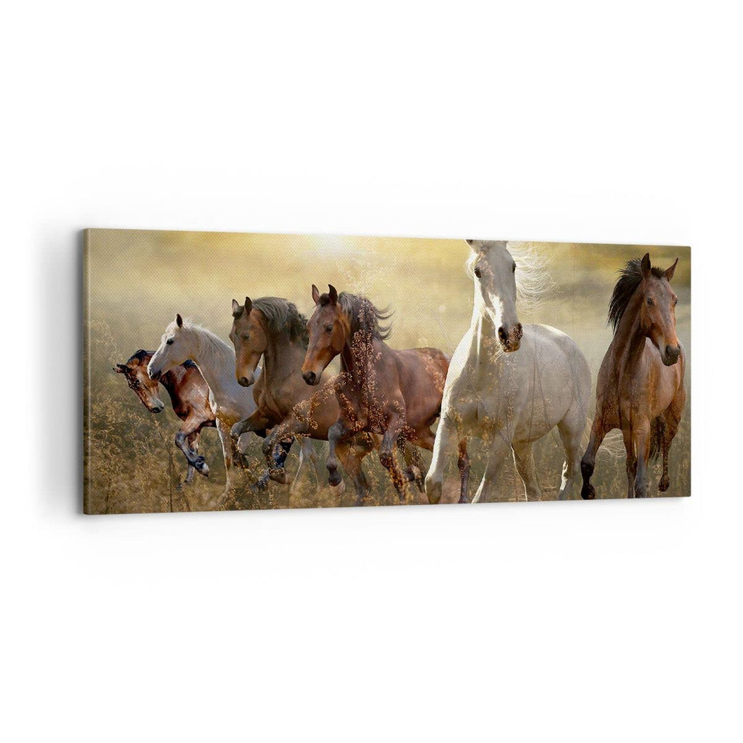 Panorama Bilder auf Leinwand 100x40cm Leinwandbild Pferd Tier Natur Gross Wanddeko Bild Schlafzimmer