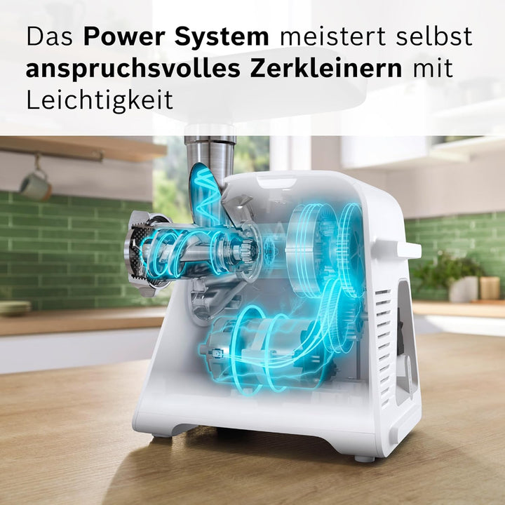 Bosch MultiPower Serie 6 Fleischwolf MFWS607W, 2 Lochscheiben (4,5 und 8 mm), Edelstahl, spülmaschin