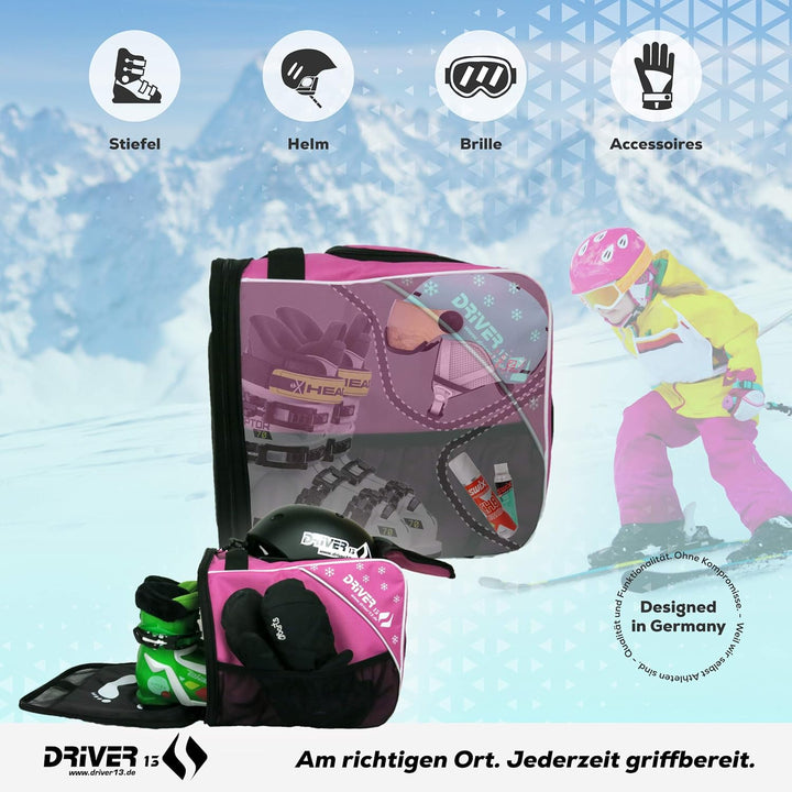 Driver13 Kinder Skistiefeltasche, Designed in Deutschland und seit vielen Jahren bewährt Pink, Pink