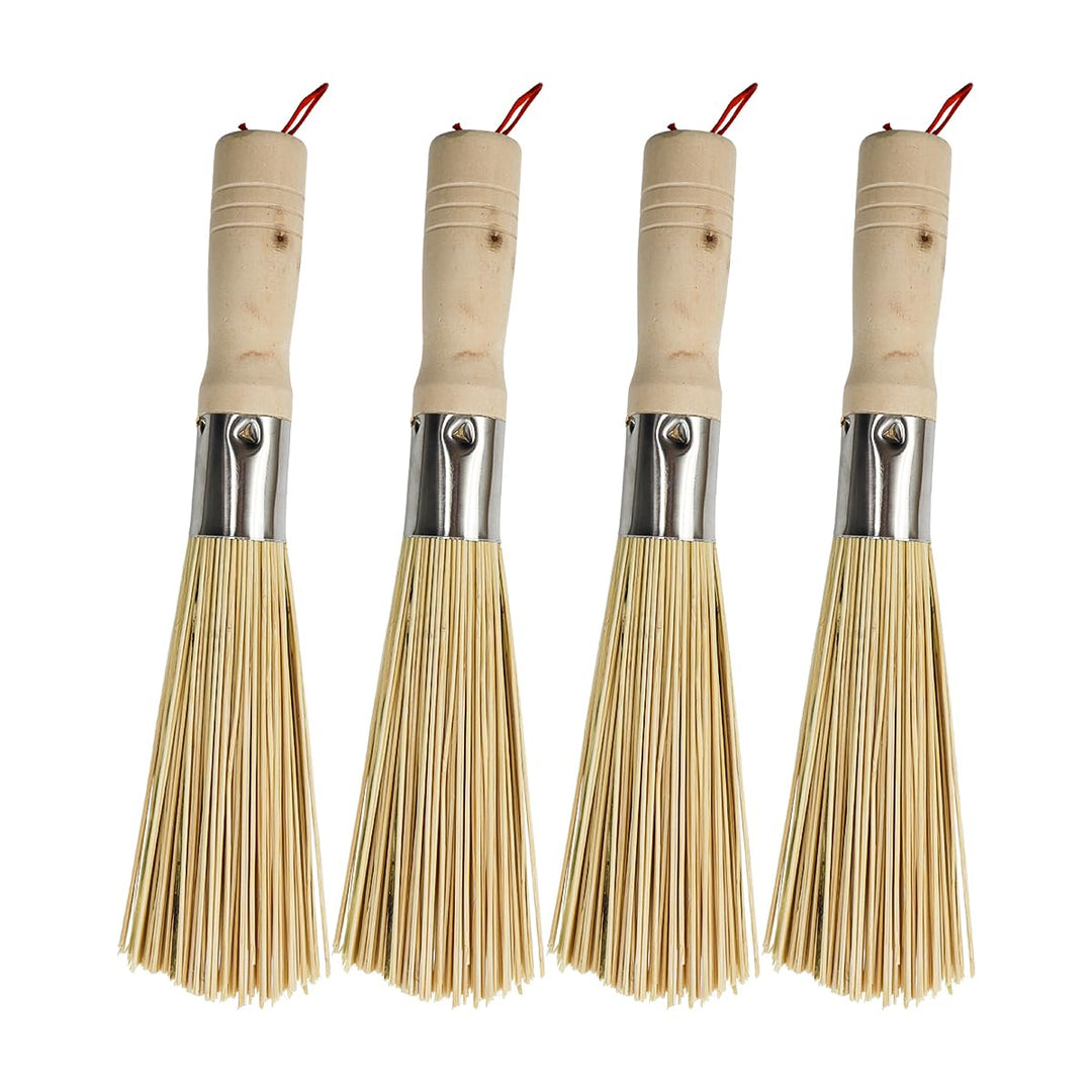 4er Pack Traditionelle Natürliche Bambus Wok Bürsten Küchenreinigungsbürste Zum Reinigen Von Geschir