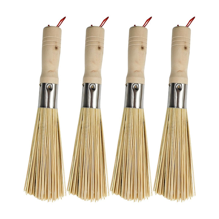 4er Pack Traditionelle Natürliche Bambus Wok Bürsten Küchenreinigungsbürste Zum Reinigen Von Geschir