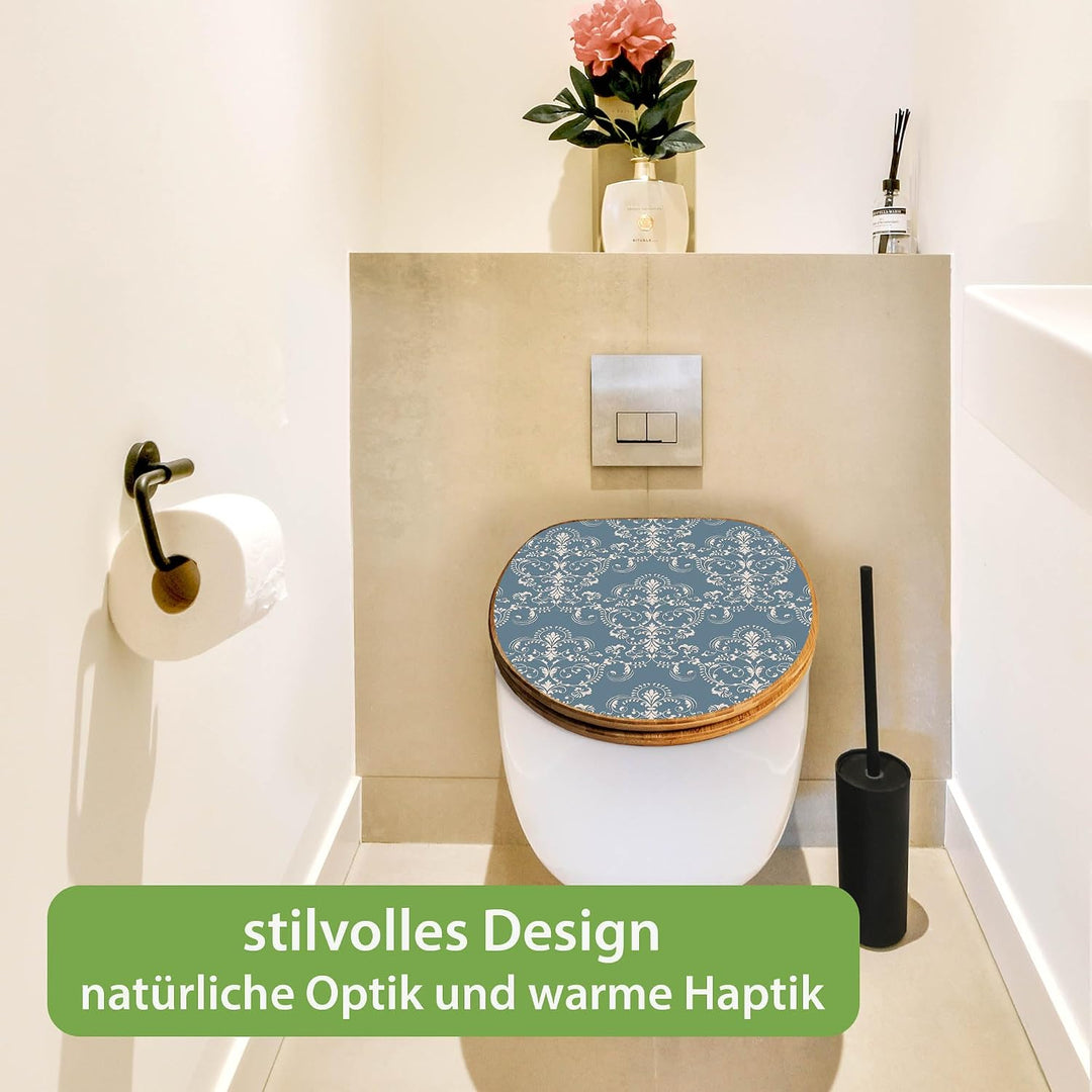 banjado Design WC Sitz Bambus Absenkautomatik 45,8x37,5cm - Toilettendeckel mit Absenkautomatik Holz
