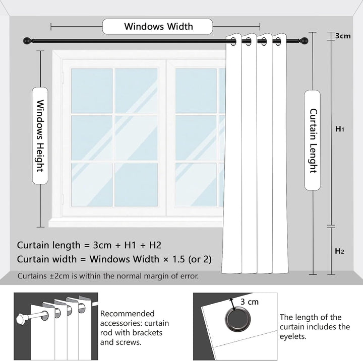 MRTREES Gardinen mit Ösen Vorhang Creme 2er Set, 145 cm Lang 140 cm Breit, Kurze Fenster Gardine Tra