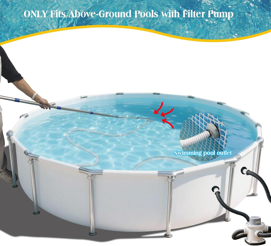 Poolsauger Bodensauger, Poolreiniger Bodensauger mit 4m Extradicker Schlauch und Edelstahlgriff, 202