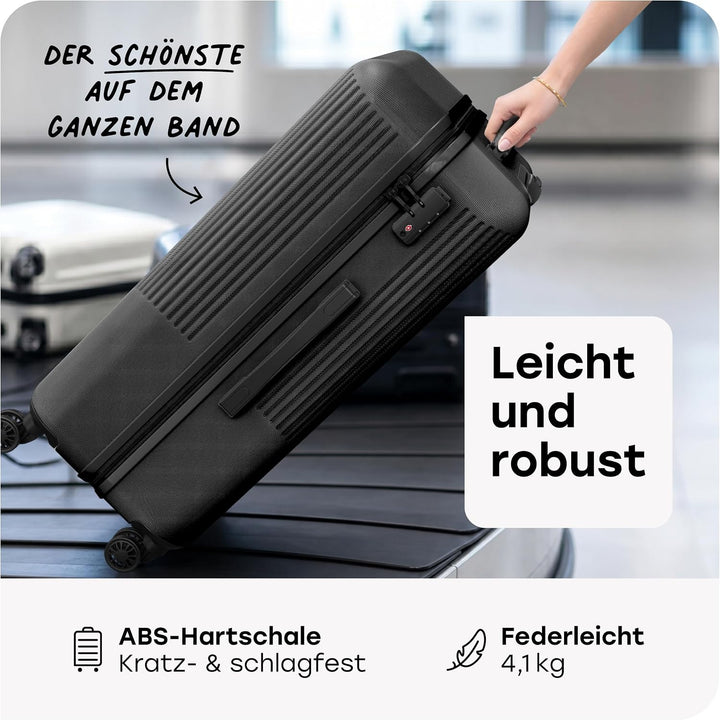 travelite 4-Rad Hartschalenkoffer gross 96 Liter, Gepäck Serie BALI: ABS Hartschalen Trolley mit TSA
