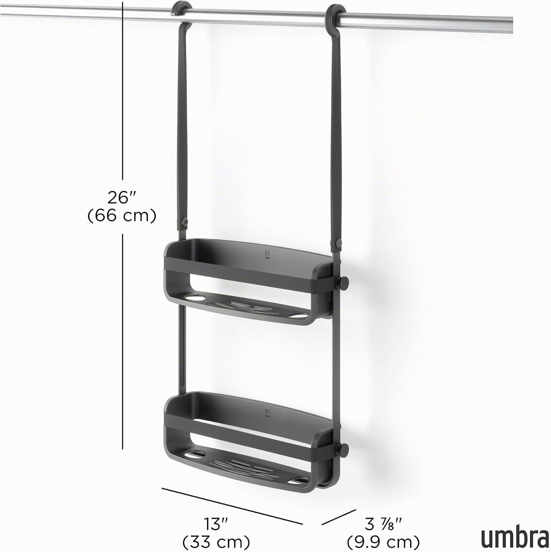 Umbra Flex Duschablage, Duschregal, Duschcaddy, Duschdiener, Schwarz Schwarz Duschablage mit 2 Fäche