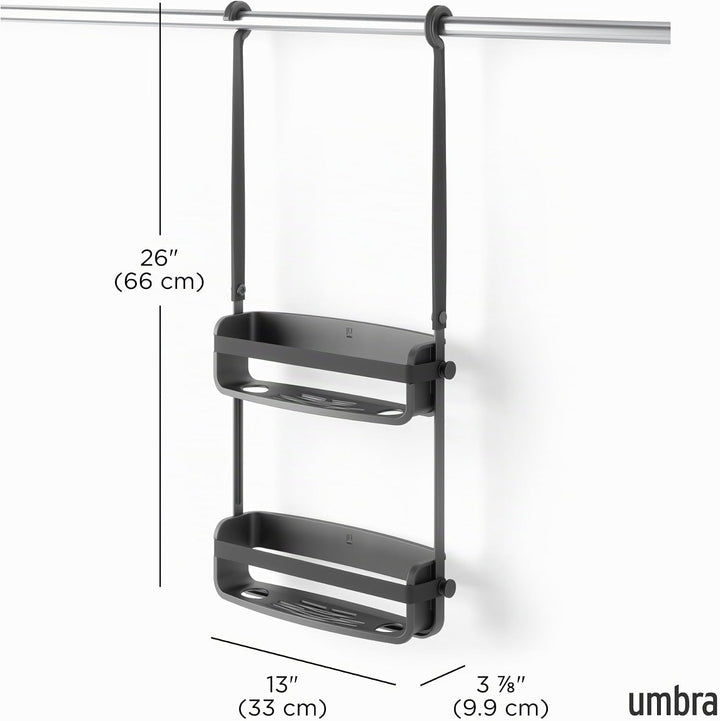 Umbra Flex Duschablage, Duschregal, Duschcaddy, Duschdiener, Schwarz Schwarz Duschablage mit 2 Fäche