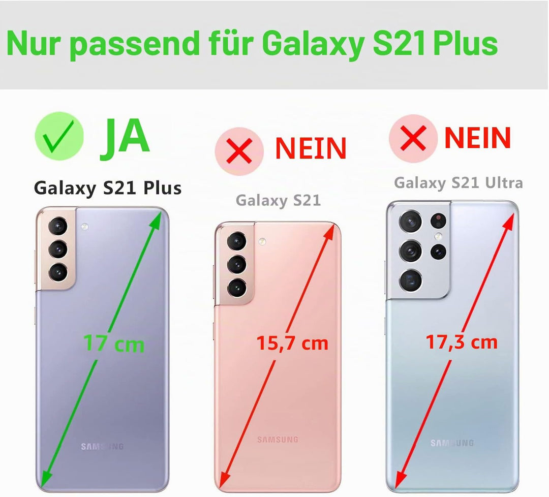 LENSUN Echtleder Hülle für Samsung Galaxy S21 Plus, Handyhülle [Echtes Leder] [Magnetverschluss] [RF