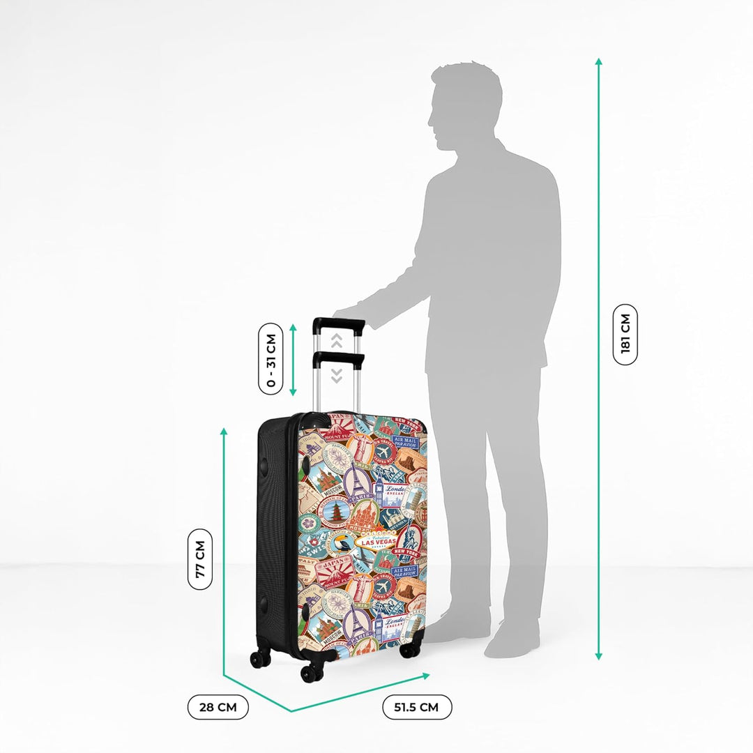NoBoringSuitcases.com® Koffer XL Gross 77x51.5x28 cm Reisekoffer mit 4 Rollen Leicht Trolley Hartsch