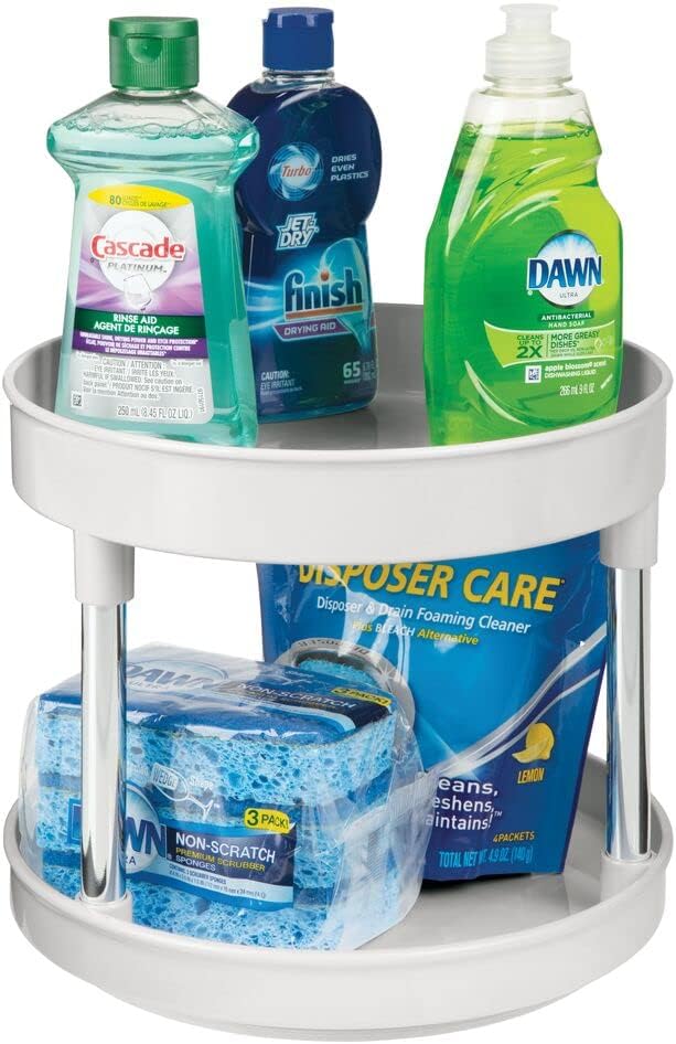 mDesign 2er-Set Lazy Susan Küchenregal zweistöckig – praktisches Gewürzregal für Küchenschrank oder