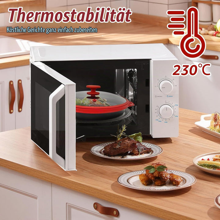 Mikrowellen Grillpfanne mit Deckel,Sicher Microwave Grill Pan mit Verbrühungsschutz und Antihaft,gle