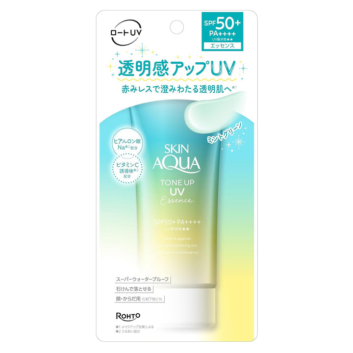 Skin Aqua Rohto Sunscreen Tone Up UV Essence 80g SPF50+/PA++++- Mint Green
