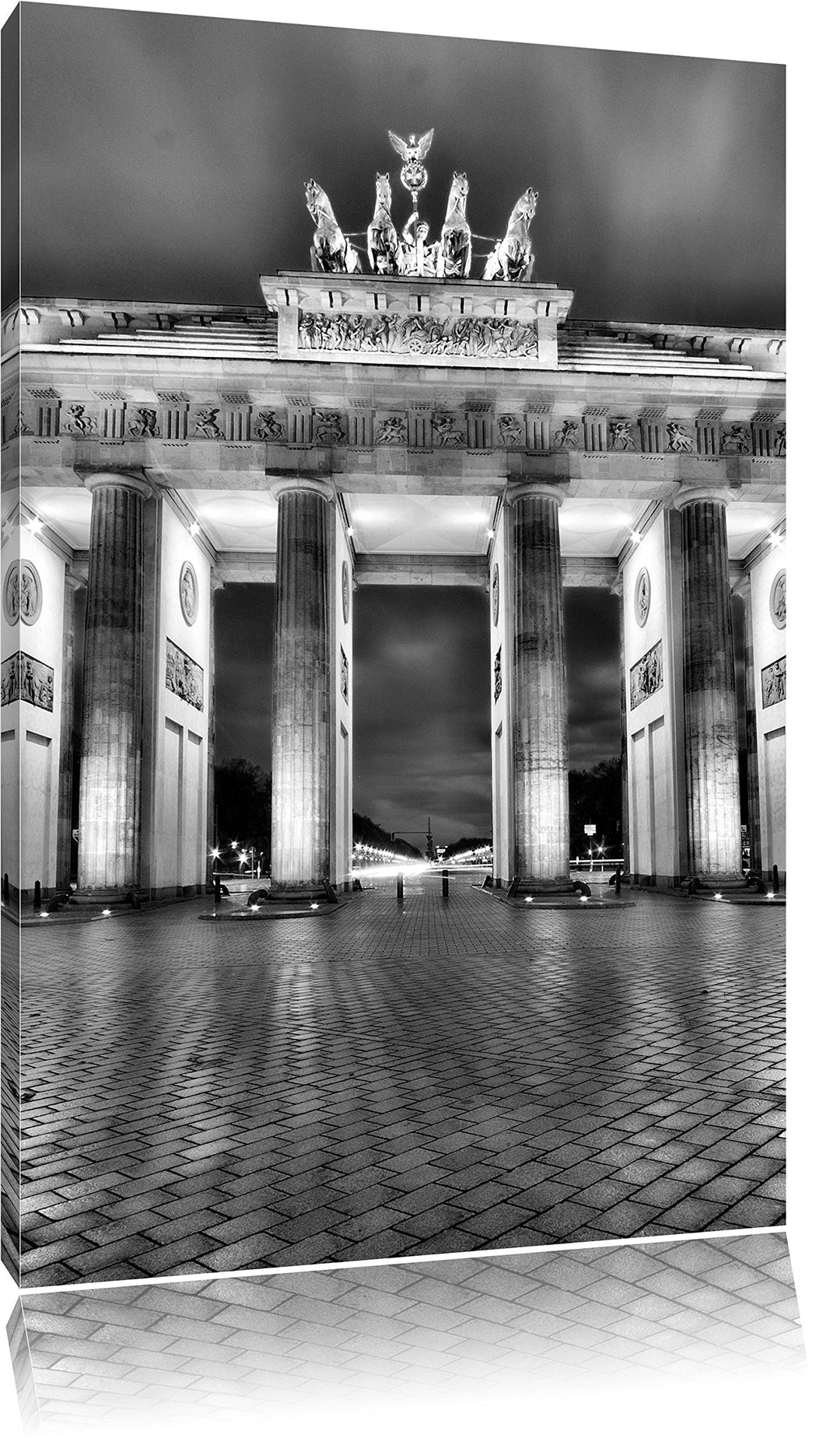 Pixxprint Monocrome, erleuchtetes Brandenburger Tor, Format: 100x70 auf Leinwand, 100x70
