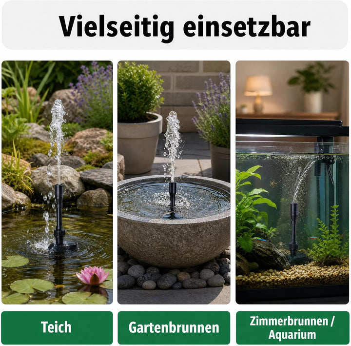 AquaOne Teichfontäne HJ 603 I Multifunktions Unterwasser Pumpe mit Fontäne 600 L/h I Springbrunnenpu
