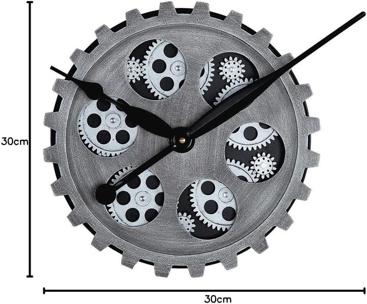 Casablanca grosse runde Wanduhr - aus Metall Kunststoff - Durchmesser 30 cm Farbe: Silber Breite 30