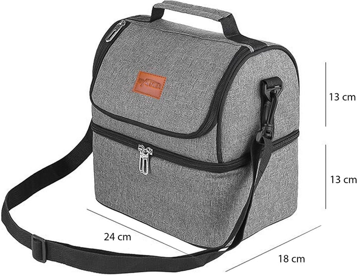 Grafner Premium Kühltasche klein 8L, 2 Fächer Schultergurt Tragegriff, stabiles 900D Oxford, PEVA-Ma