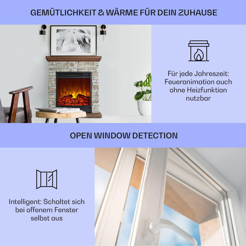 Klarstein Elektrokamin, Elektro Heizungen für Wohnzimmer & Innenräume, Elektrischer Kamin mit LED Fl
