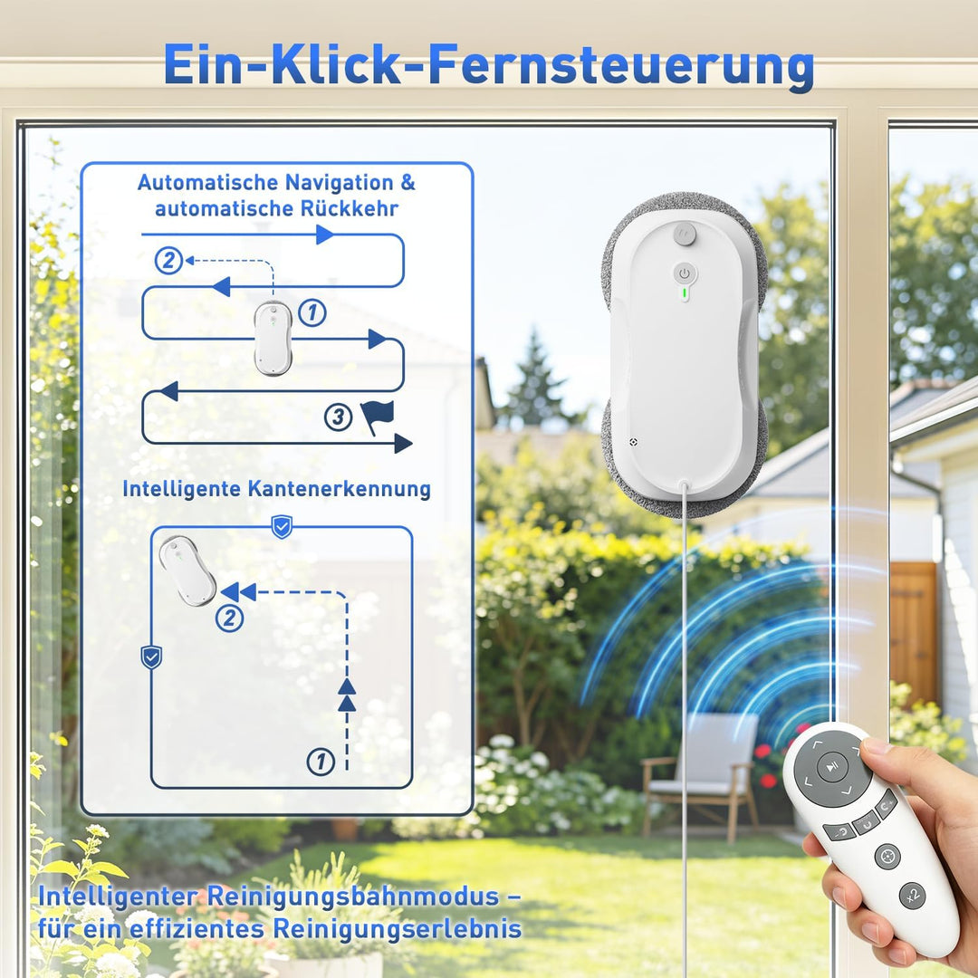 KKI Fensterreinigungsroboter, Automatischer Fensterreiniger-Roboter, Dual-Spray, max3200 Pa, KI-Pfad