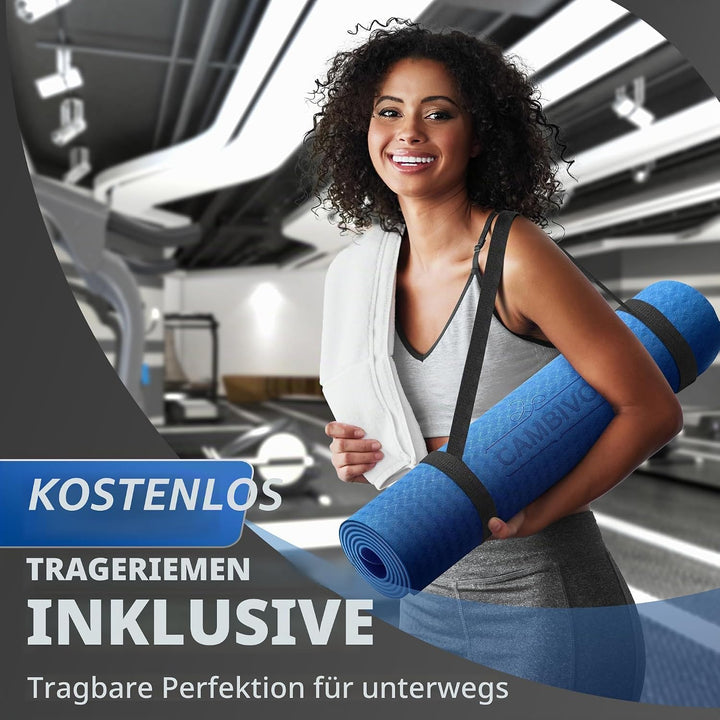 CAMBIVO Yoga Matte 183cm x 61cm, 8mm Dicke Pilates Matte Gymnastikmatte Rutschfest &amp; Gepolstert,Yoga