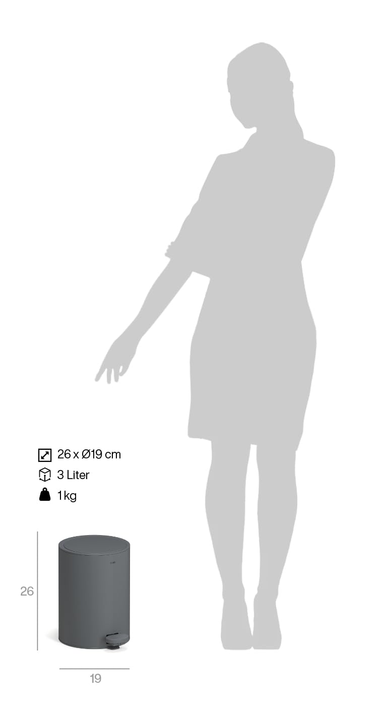 3 Liter Treteimer Edelstahl matt Softclose Klappdeckel leise schliessend Inneneimer Mülleimer Abfall