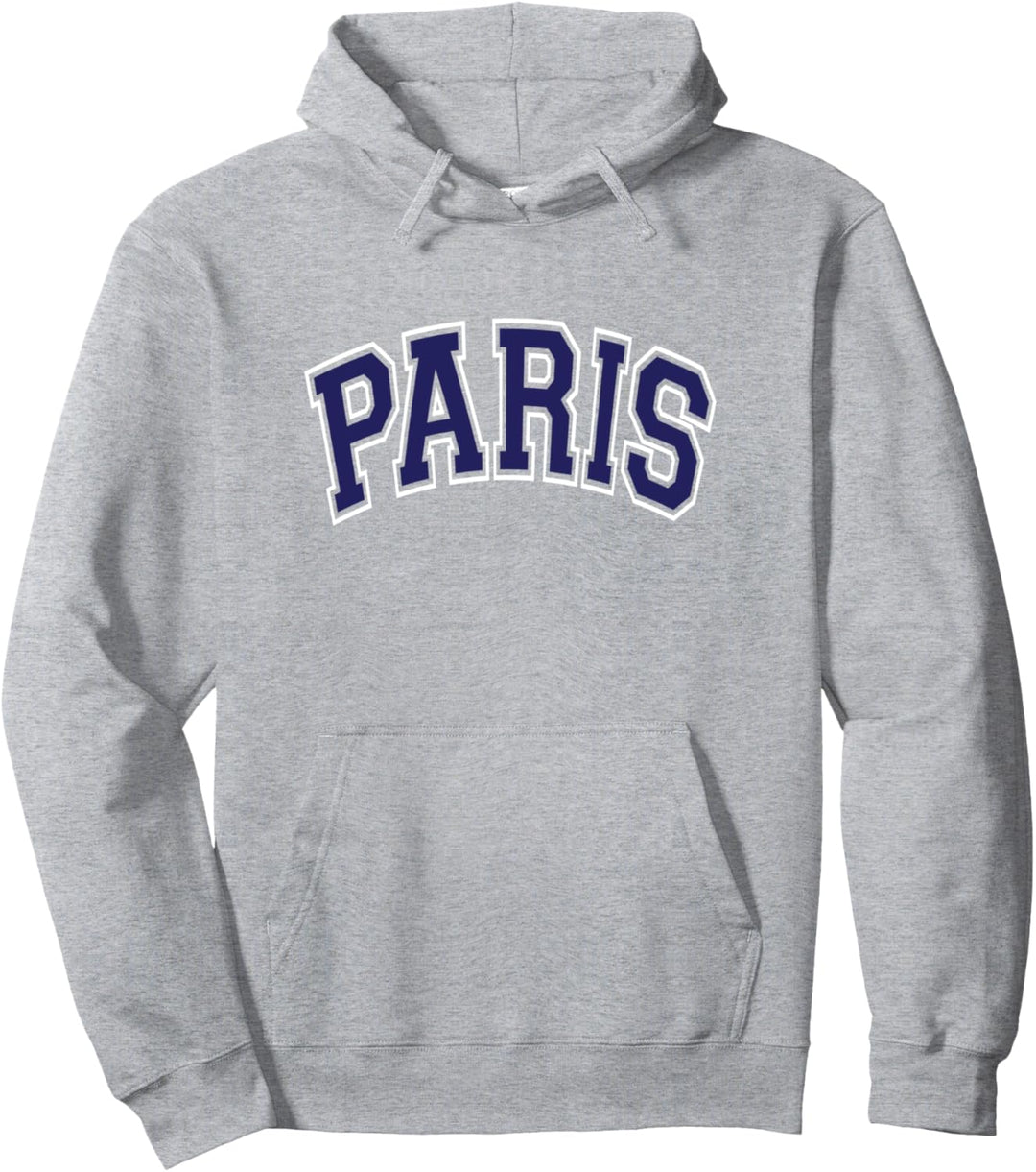 Paris Arched Style Dark Blue Text Pullover Hoodie