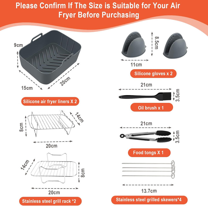 10 Set Heissluftfritteuse Zubehör,Airfryer Zubehör,150 PCS Backpapier,Elektrische Küchengeräte Zubeh