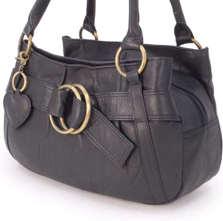 Gigi - Leder - Damenhandtasche/Schultertasche - OTHELLO 4466" Schwarz, Schwarz