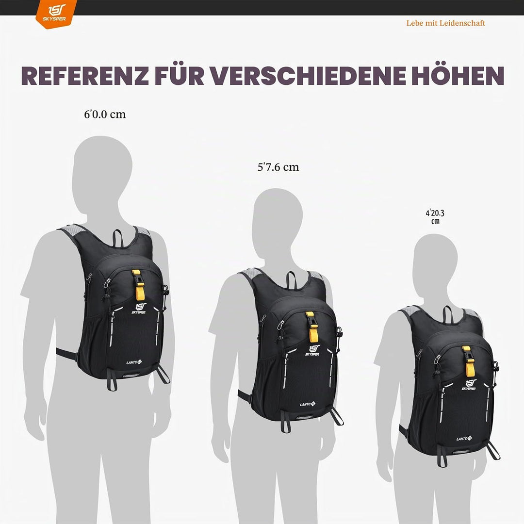 SKYSPER Wanderrucksack 15L Rucksack Herren Klein Tagesrucksack Leichter Trekkingrucksack für Wandern