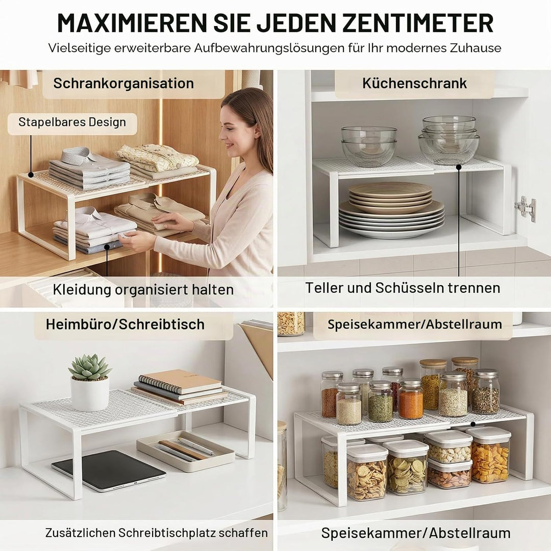 Verstellbare Regale für Schrank, Erweiterbares Einlegeböden Schrankregal, Einlegeböden für Schränke,