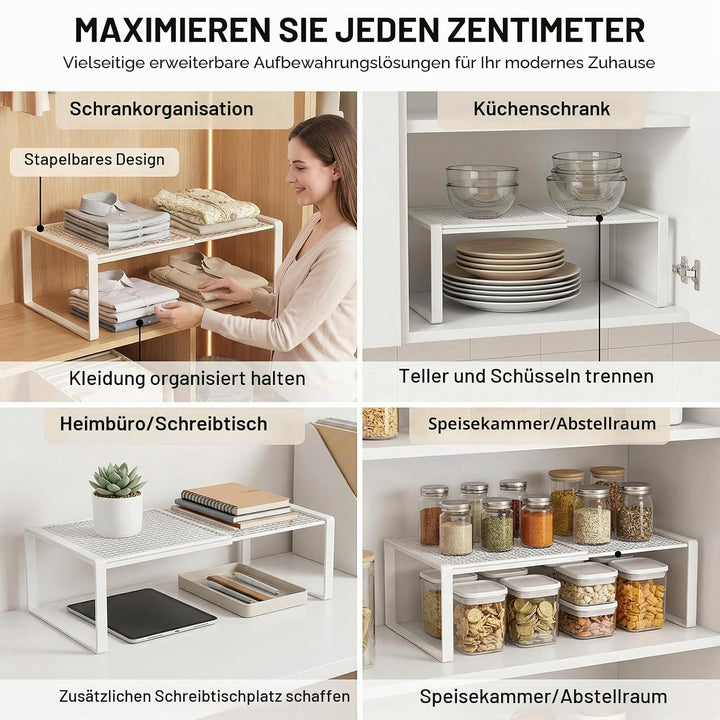 Verstellbare Regale für Schrank, Erweiterbares Einlegeböden Schrankregal, Einlegeböden für Schränke,