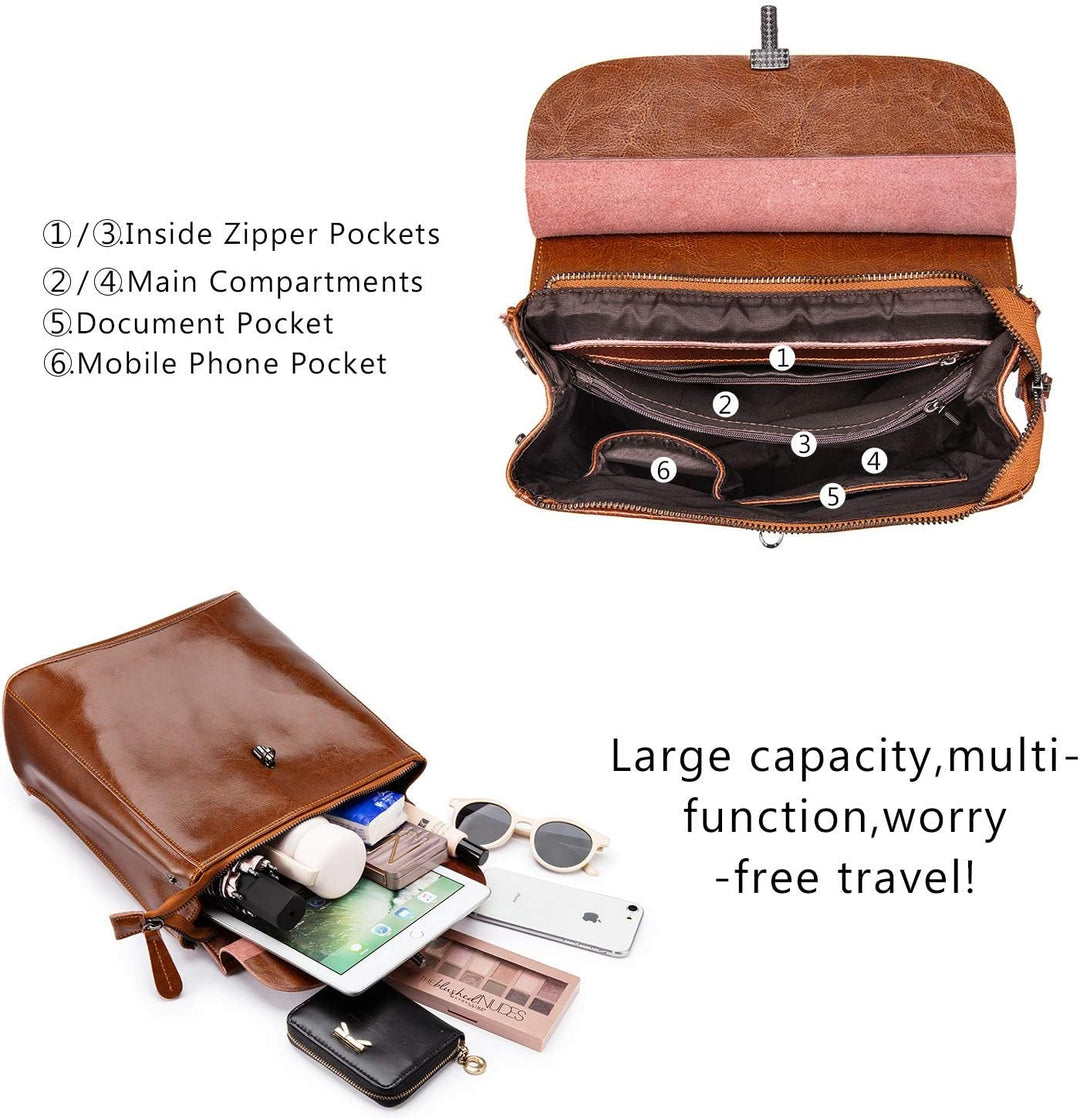 Realer Echtes Leder Rucksäcke Geldbörsen für Frauen Schultertasche Braun, Braun