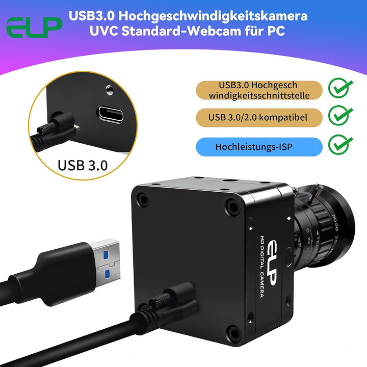 G High Speed USB Zoom Kamera, 1080P/230fps, 4K/60fps, 12MP/30fps, USB3.0/2.0 Manueller Fokus Lightbu