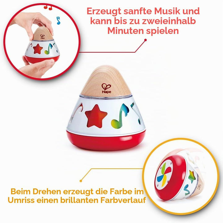 Hape Musikkreisel – Bunter Musik-Kreisel aus Holz mit Klangspiel und Bewegung, Lernspielzeug zur Sin