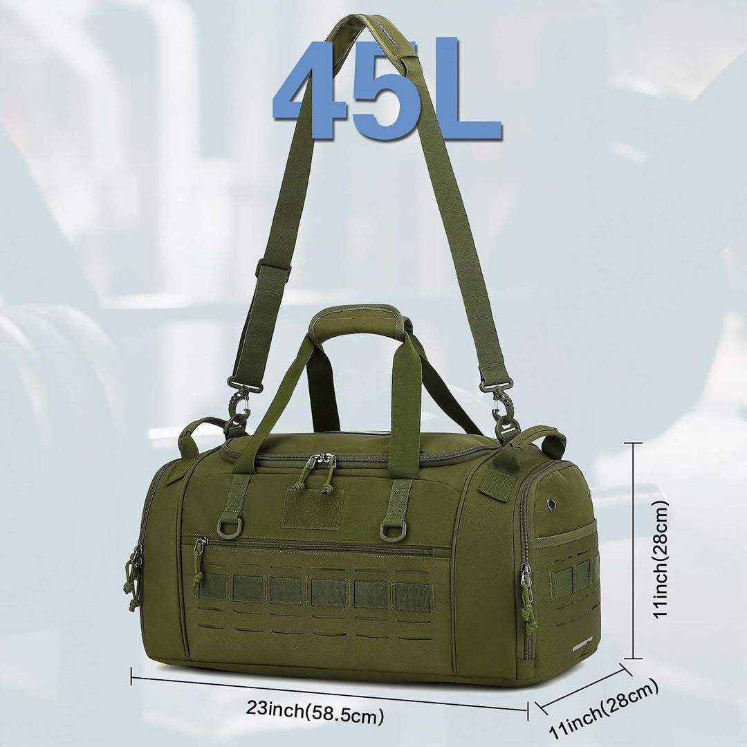 Taktische Sporttasche Herren 45L Reisetasche Mittelgross mit Schuhfach und Laptopfach Leicht Trainin