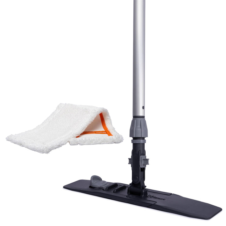 Jemako Bodenwischgerät-Set grau - Bodenplatte 42 cm mit Teleskopstiel inkl. Bodenfaser Weiss - Zum N
