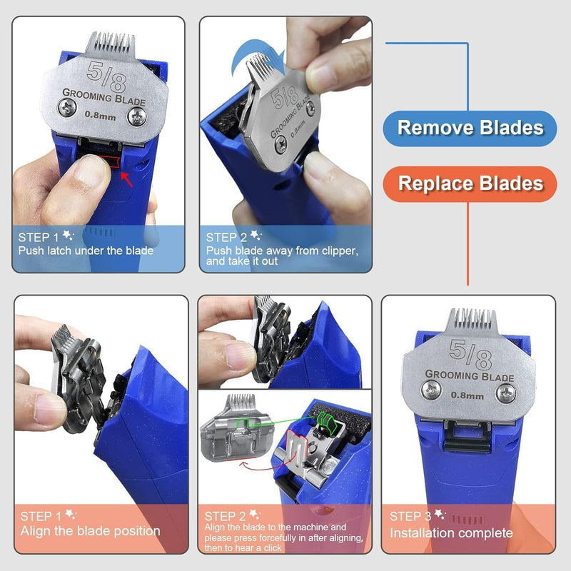 BESTBOMG 5/8 Ersatzklinge für Hundepflege, kompatibel mit Heiniger/Moser Max45/Andis/Oster A5 Haarsc