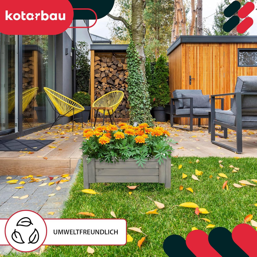 KOTARBAU® Blumenkasten - 60 x 60 x 30 cm - Pflanzkasten mit Vlies - Pflanzkübel gross aussen - Balko