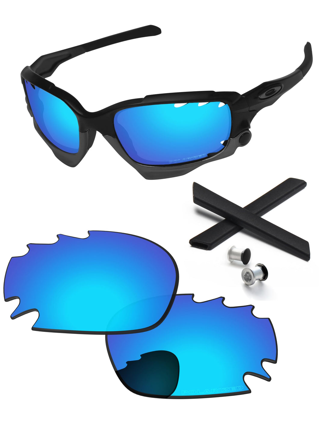 PapaViva Ersatzlinsen & Gummi-Kits für for Oakley Jawbone Vented Eisblau - Polarisiert, Eisblau - Po