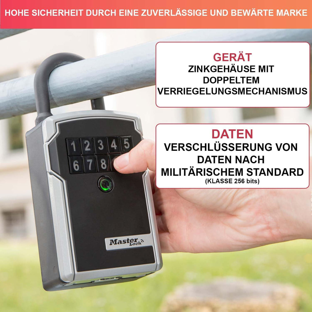 Master Lock Smart Connected Schlüsseltresor, Verschlüsselung nach Militärstandard, Aussen, mit Bügel