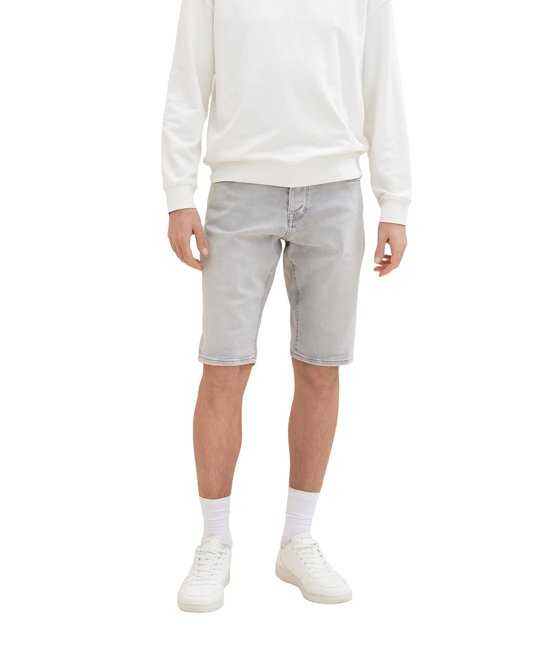 TOM TAILOR Herren Jeans Bermuda Shorts mit Stretch 32 10217 - Used Bleached Grey Denim, 32 10217 - U