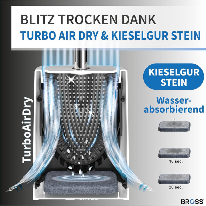 BROSS® Klobürste Silikon - Patentierte Toilettenbürste - Klobürste Weiss - WC Bürste & Klobürstenhal