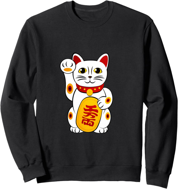 Winkekatze Maneki Neko Lucky Cat Money Love Glücks Katzen Sweatshirt