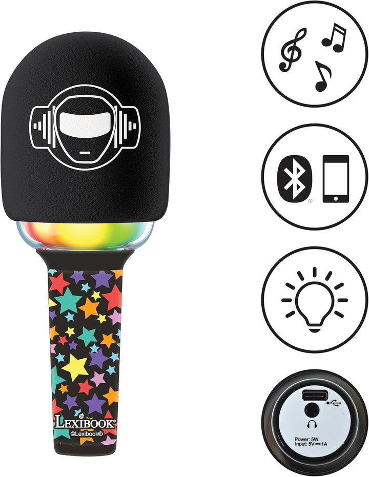 Lexibook, iParty, Kabelloses Mikrofon mit Lautsprecher und Lichtern, 4 Stimmmodifikatoren, Mehrfarbi