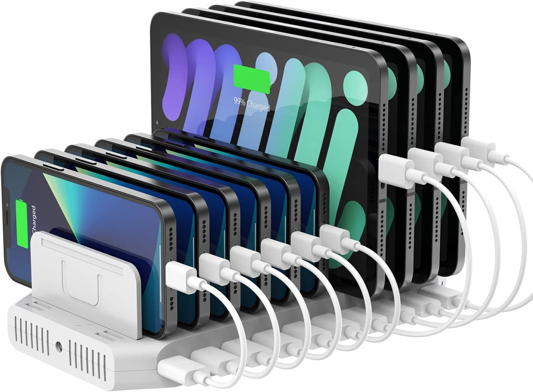 Unitek 96W 10 Ports USB Ladestation für mehrere Geräte mit 2*QC3.0 und Smart IC Organizer für Handys