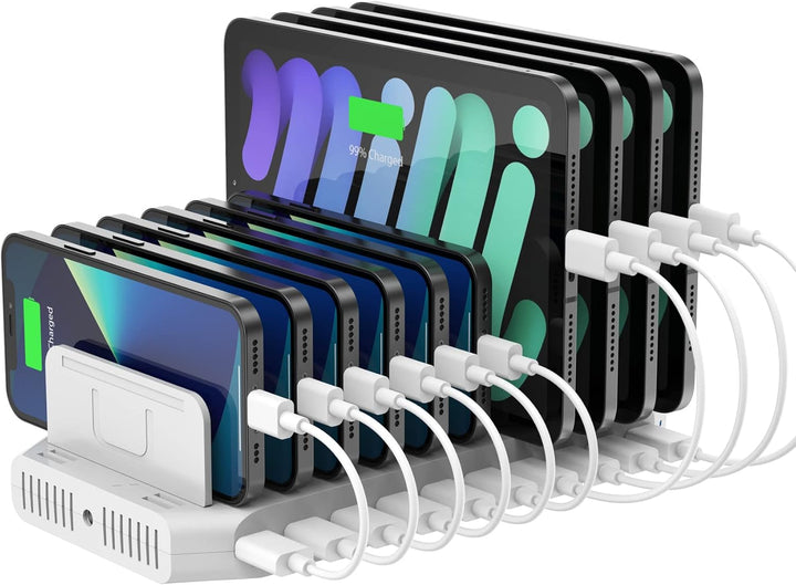 Unitek 96W 10 Ports USB Ladestation für mehrere Geräte mit 2*QC3.0 und Smart IC Organizer für Handys